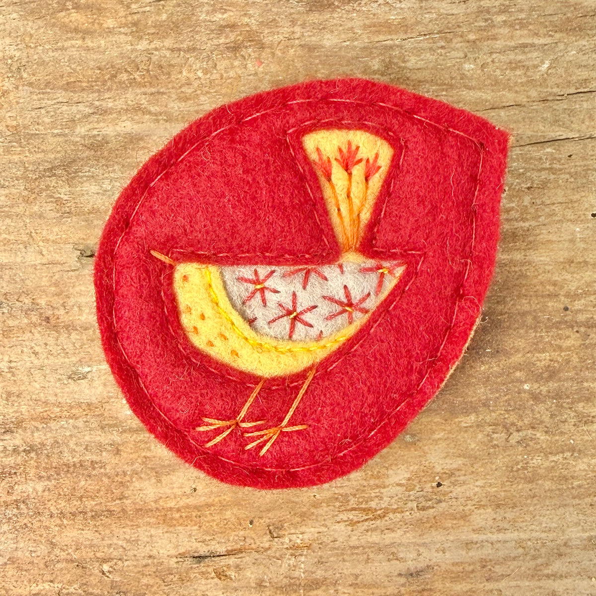 Hand Embroidered Felt Brooch - FB18