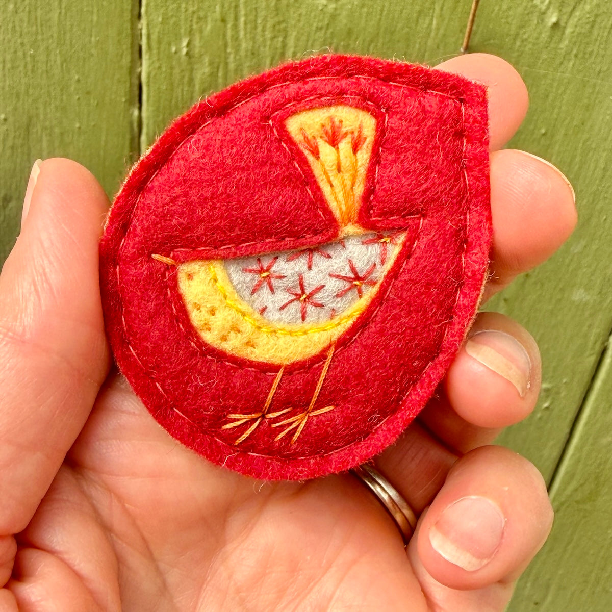Hand Embroidered Felt Brooch - FB18