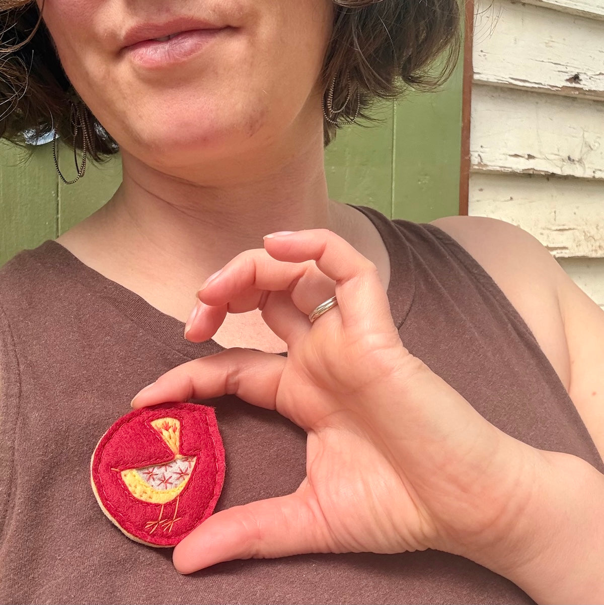 Hand Embroidered Felt Brooch - FB18