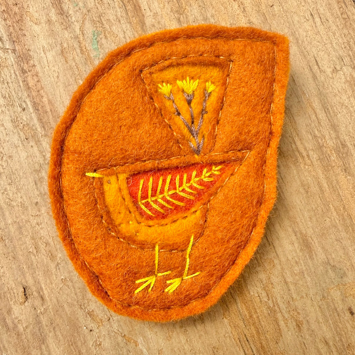 Hand Embroidered Felt Brooch - FB20