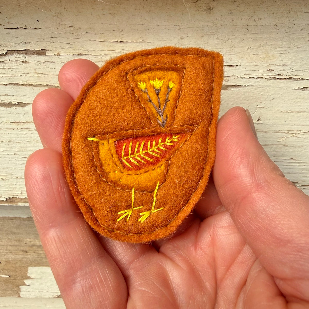 Hand Embroidered Felt Brooch - FB20