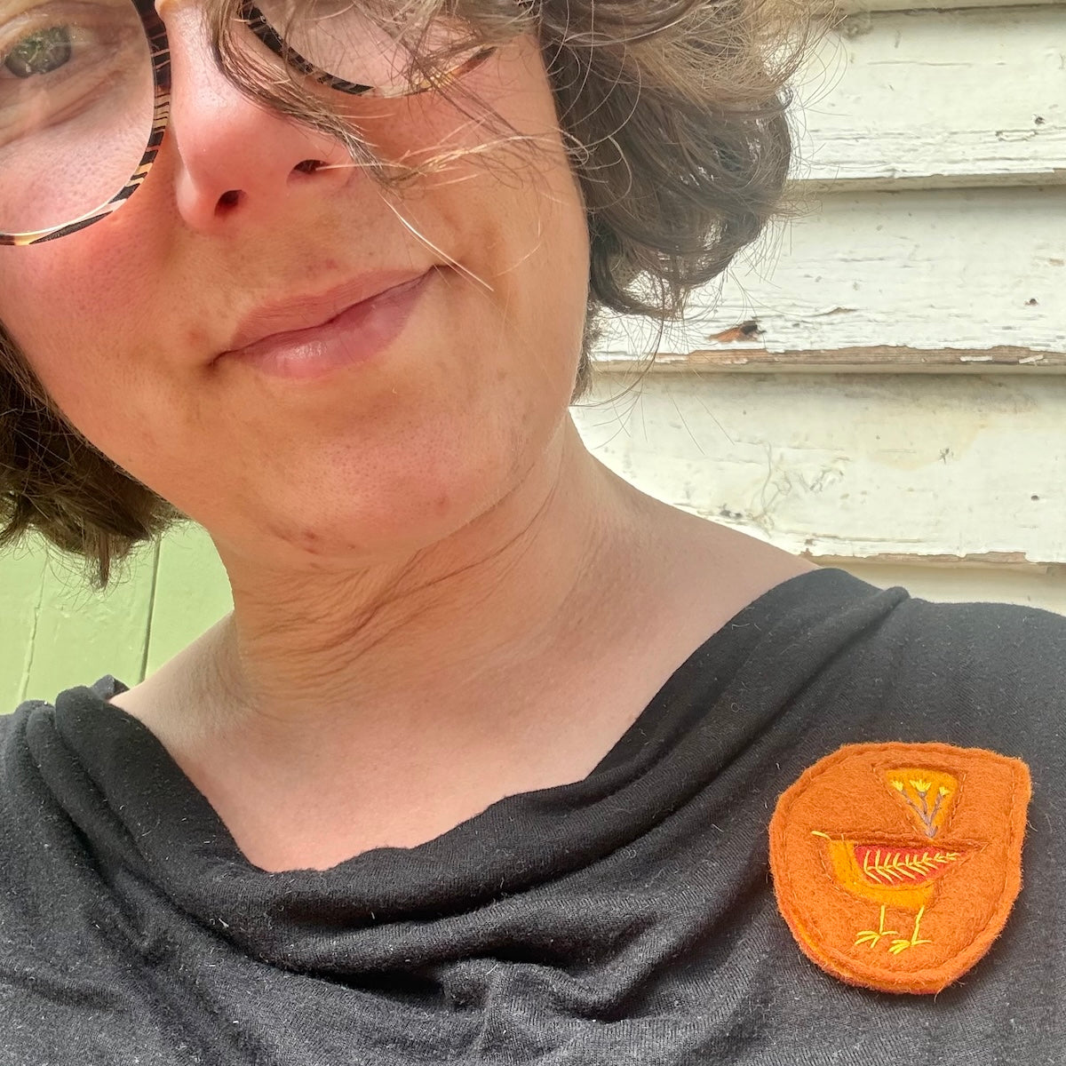 Hand Embroidered Felt Brooch - FB20