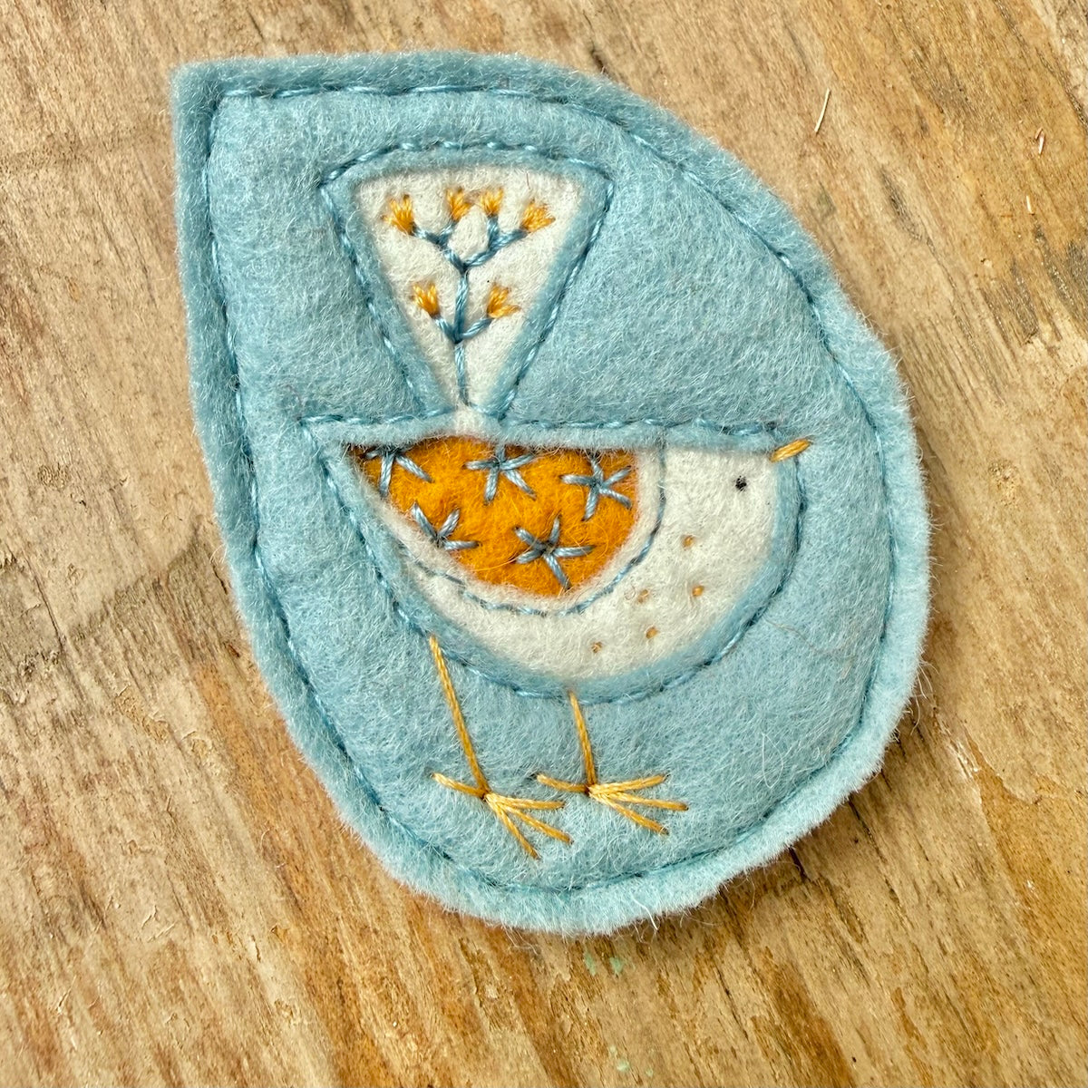 Hand Embroidered Felt Brooch - FB21