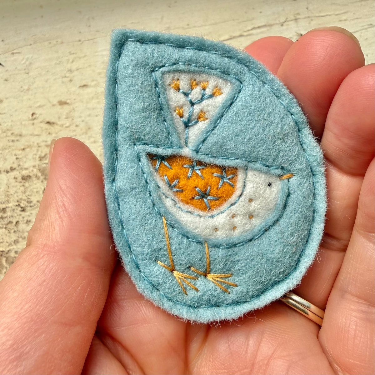 Hand Embroidered Felt Brooch - FB21