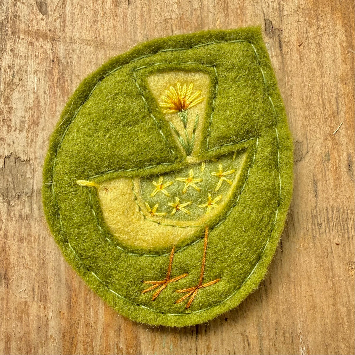Hand Embroidered Felt Brooch - FB22