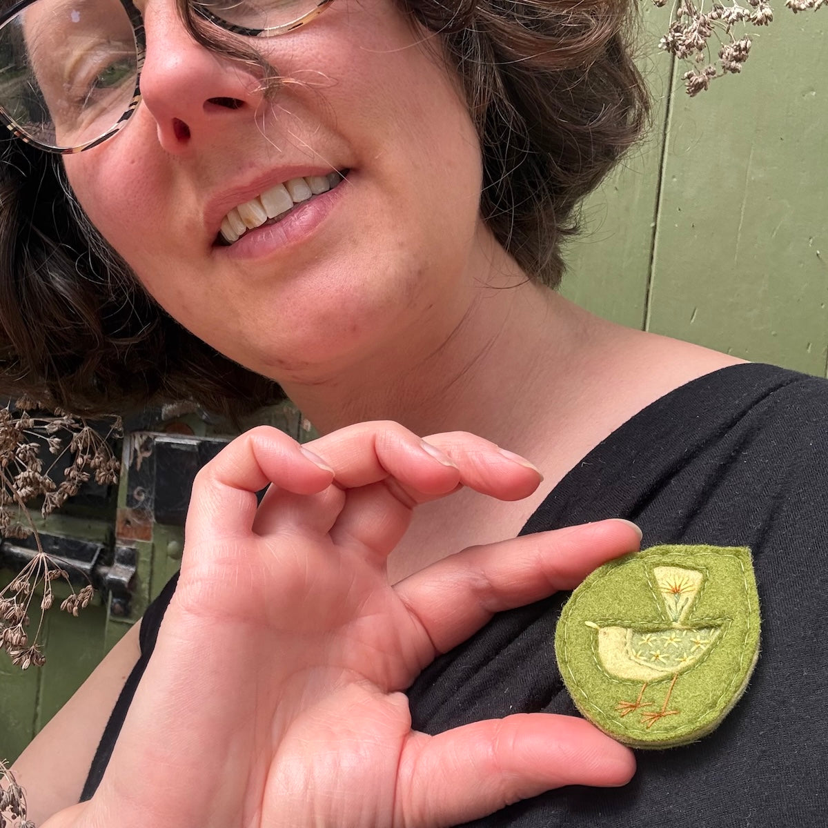 Hand Embroidered Felt Brooch - FB22