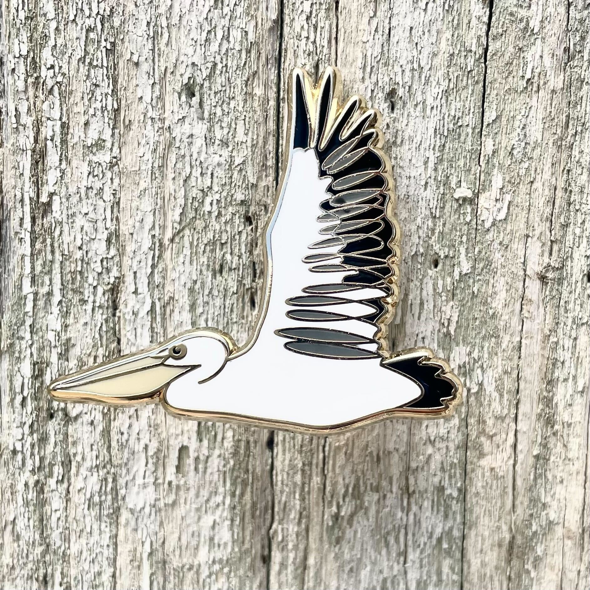 Pelican in Flight Enamel Pin