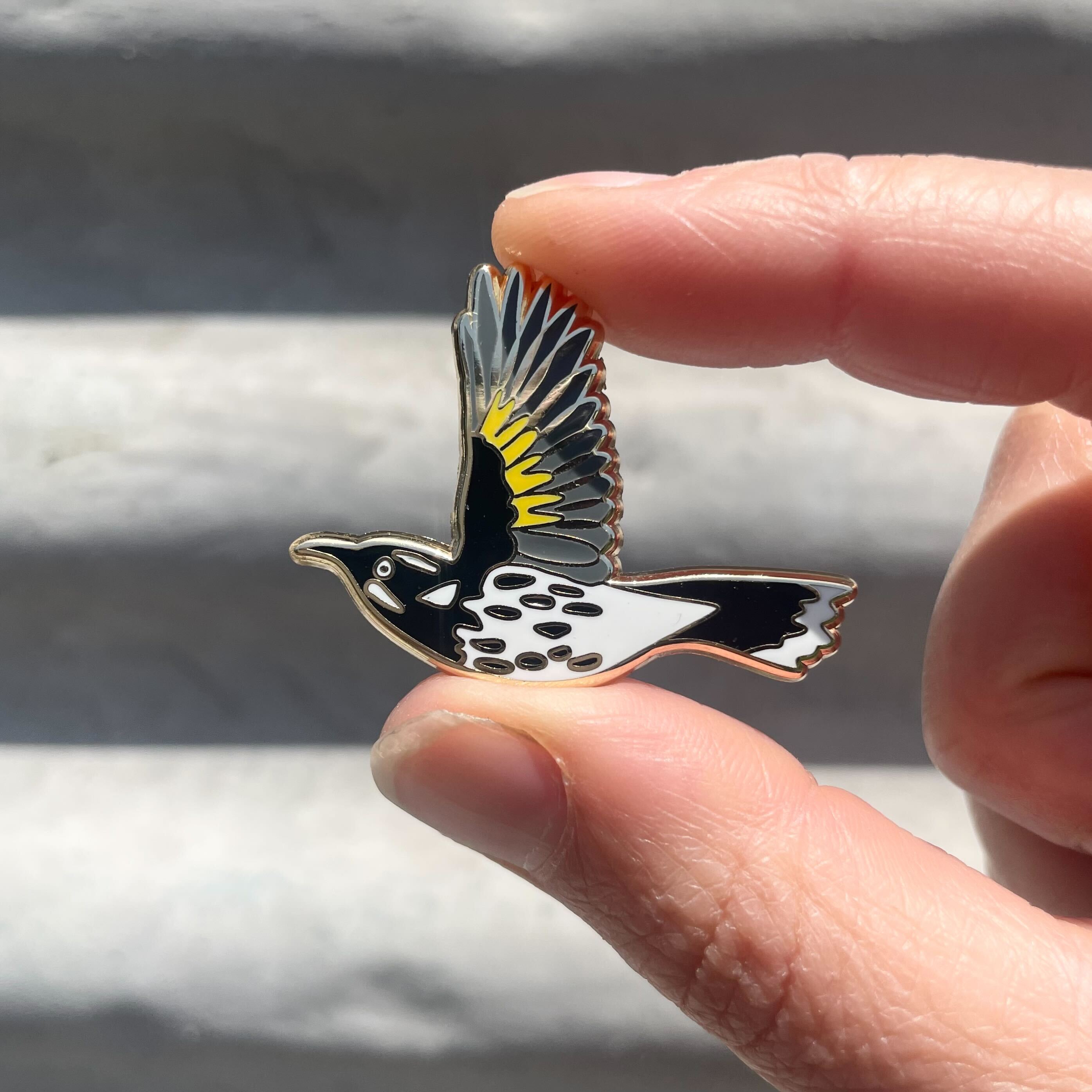 New Holland Honeyeater in Flight Enamel Pin