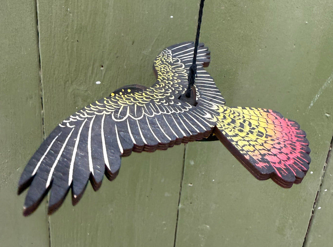 Red-tailed Black Cockatoo (female) Hanging Wooden Bird Mobile