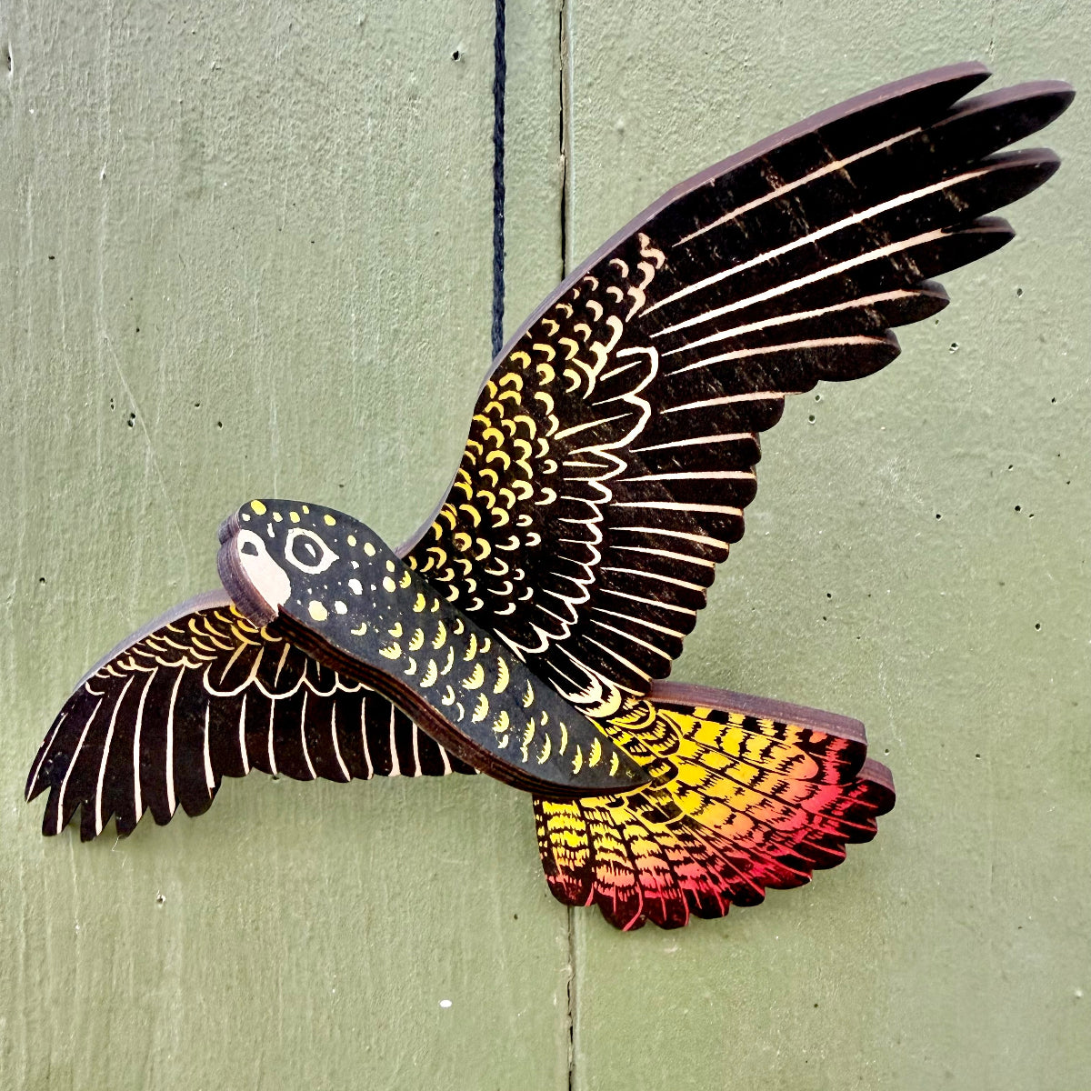 Red-tailed Black Cockatoo (female) Hanging Wooden Bird Mobile
