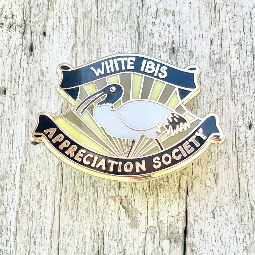 White Ibis Appreciation Society Enamel Pin