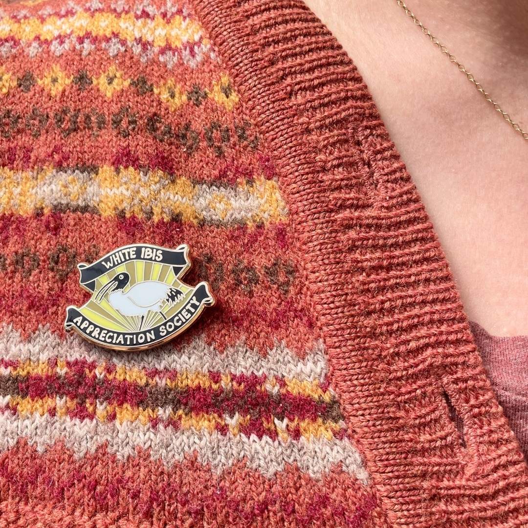 White Ibis Appreciation Society Enamel Pin