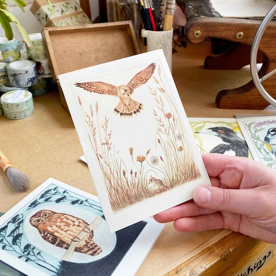 Nankeen Kestrel and Dunnart Greeting Card "I am a Magpie" Collection