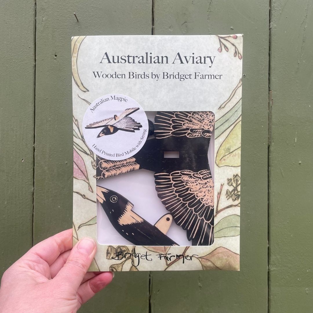 Australian Magpie Hanging Wooden Bird Mobile