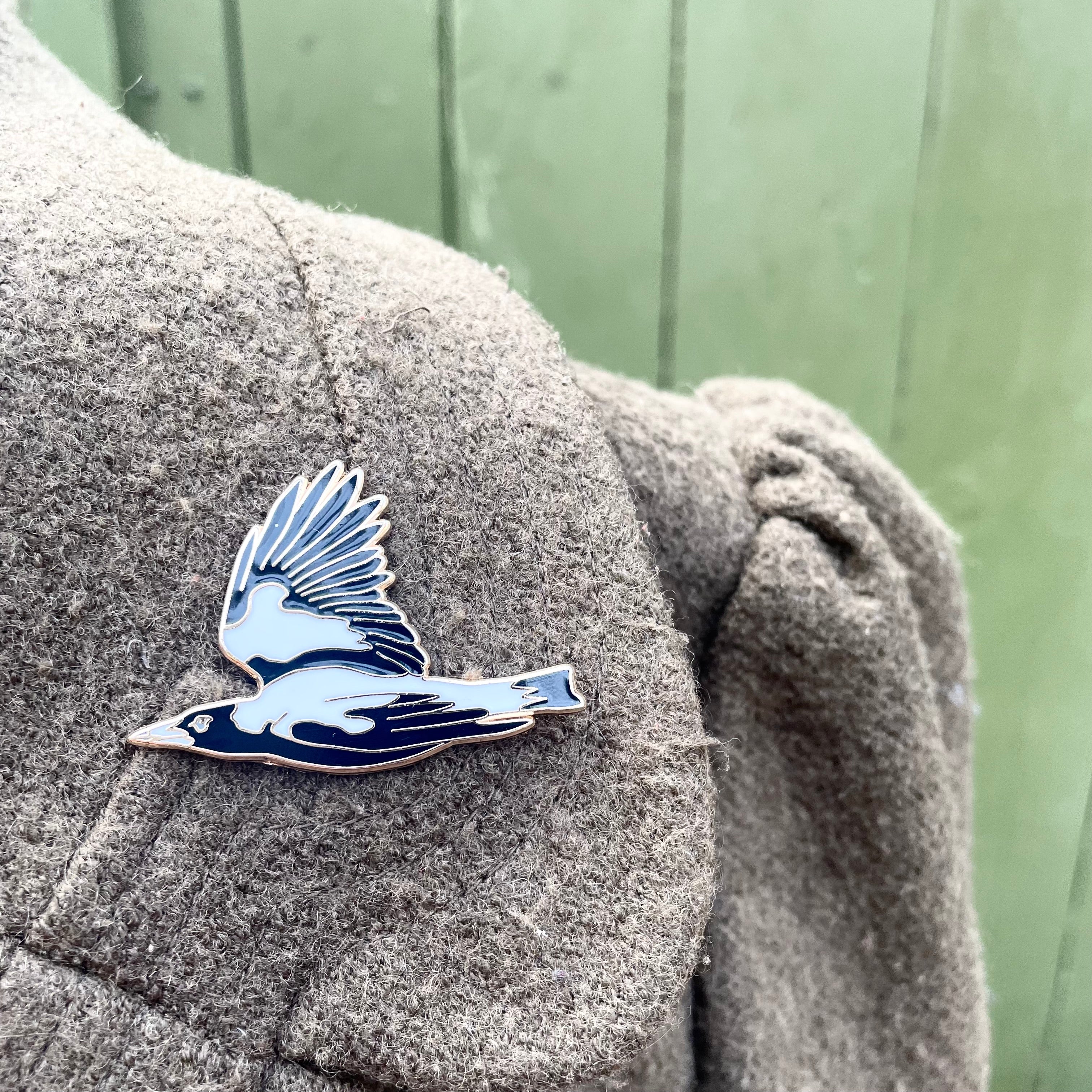 Australian Magpie In Flight Enamel Pin