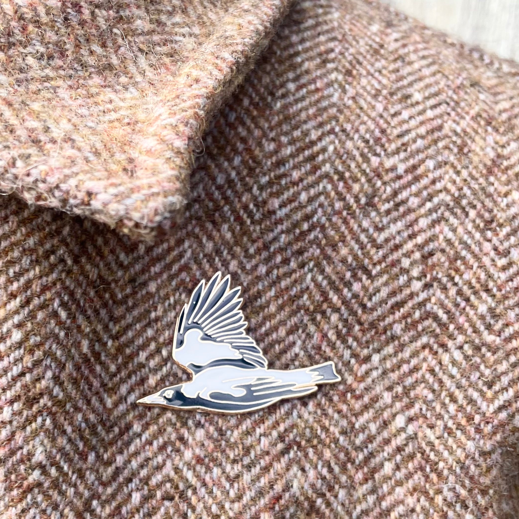 Australian Magpie In Flight Enamel Pin