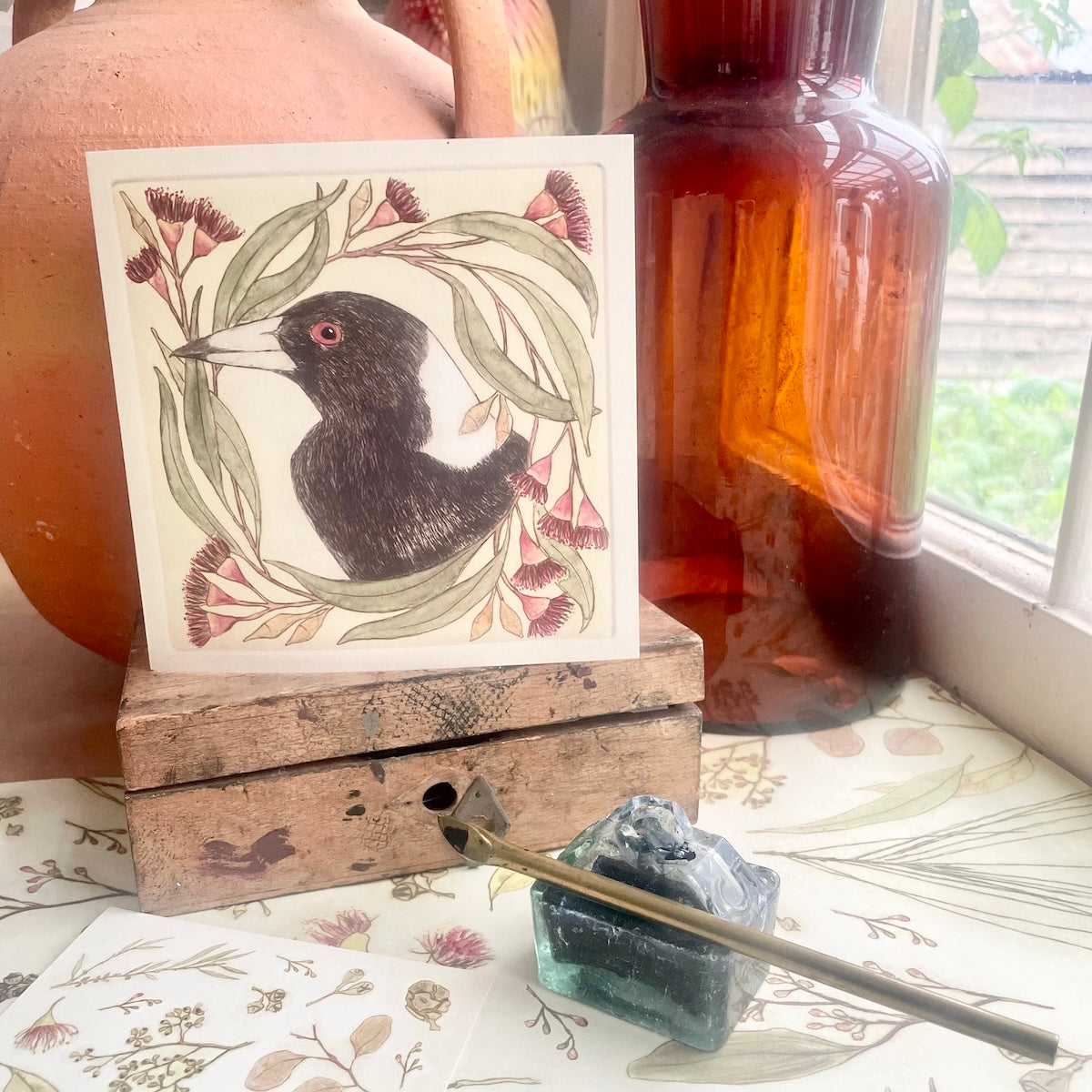 Merry Magpie Christmas Card