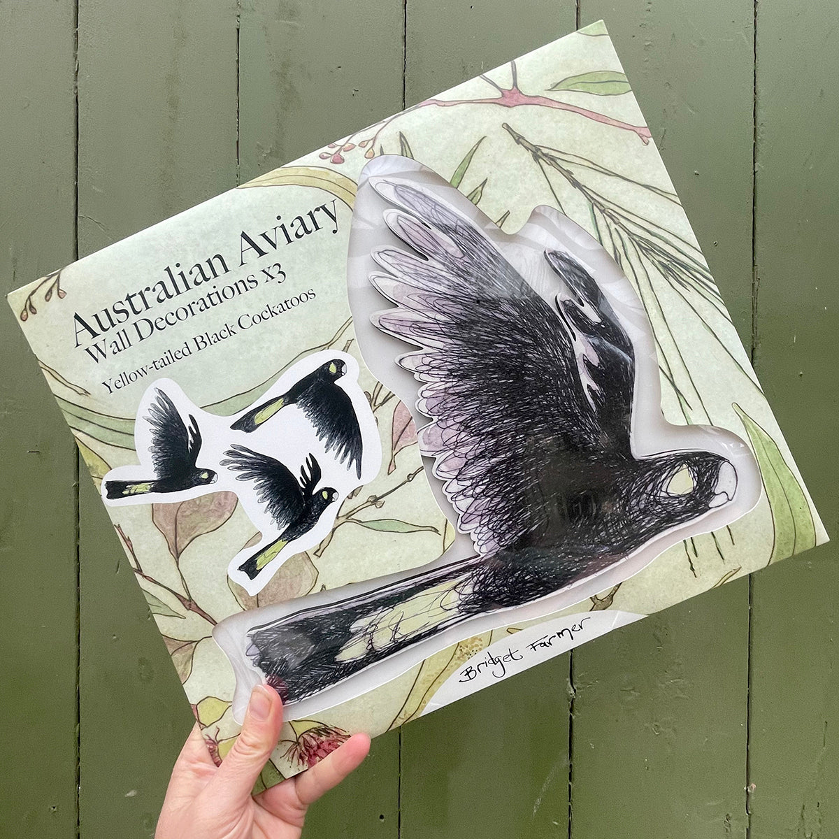 Australian Aviary ~ Wall Decorations ~ Yellow-tailed Black Cockatoos (set of 3)