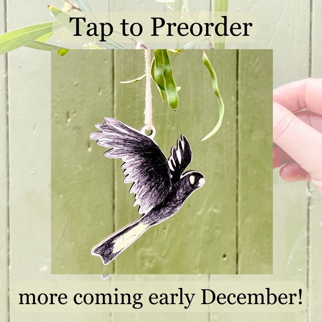 PREORDER NOW: Yellow-tailed Black Cockatoo Christmas Ornament