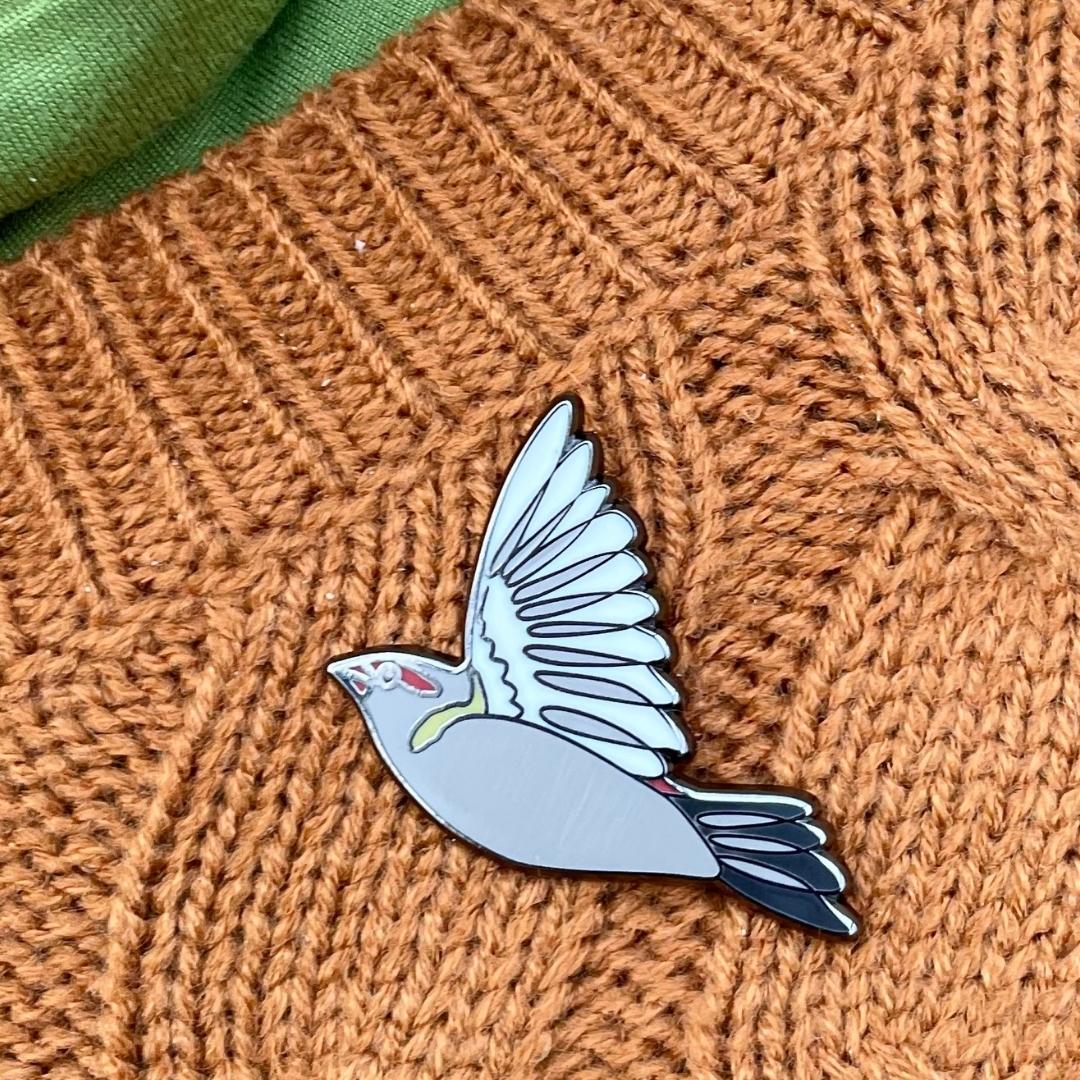 Red-browed Finch In Flight Australian Enamel Bird Pin