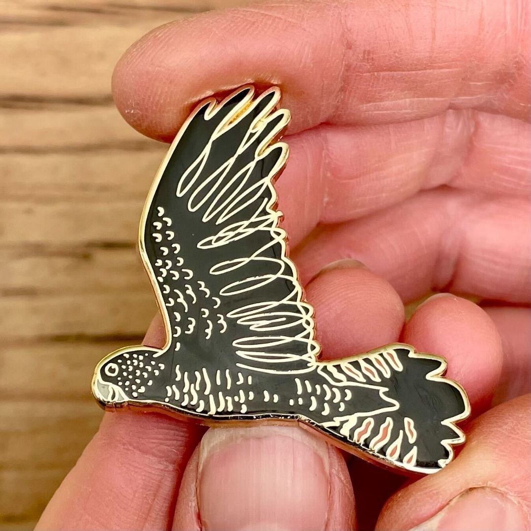 Red-tailed Black Cockatoo in Flight Enamel Pin