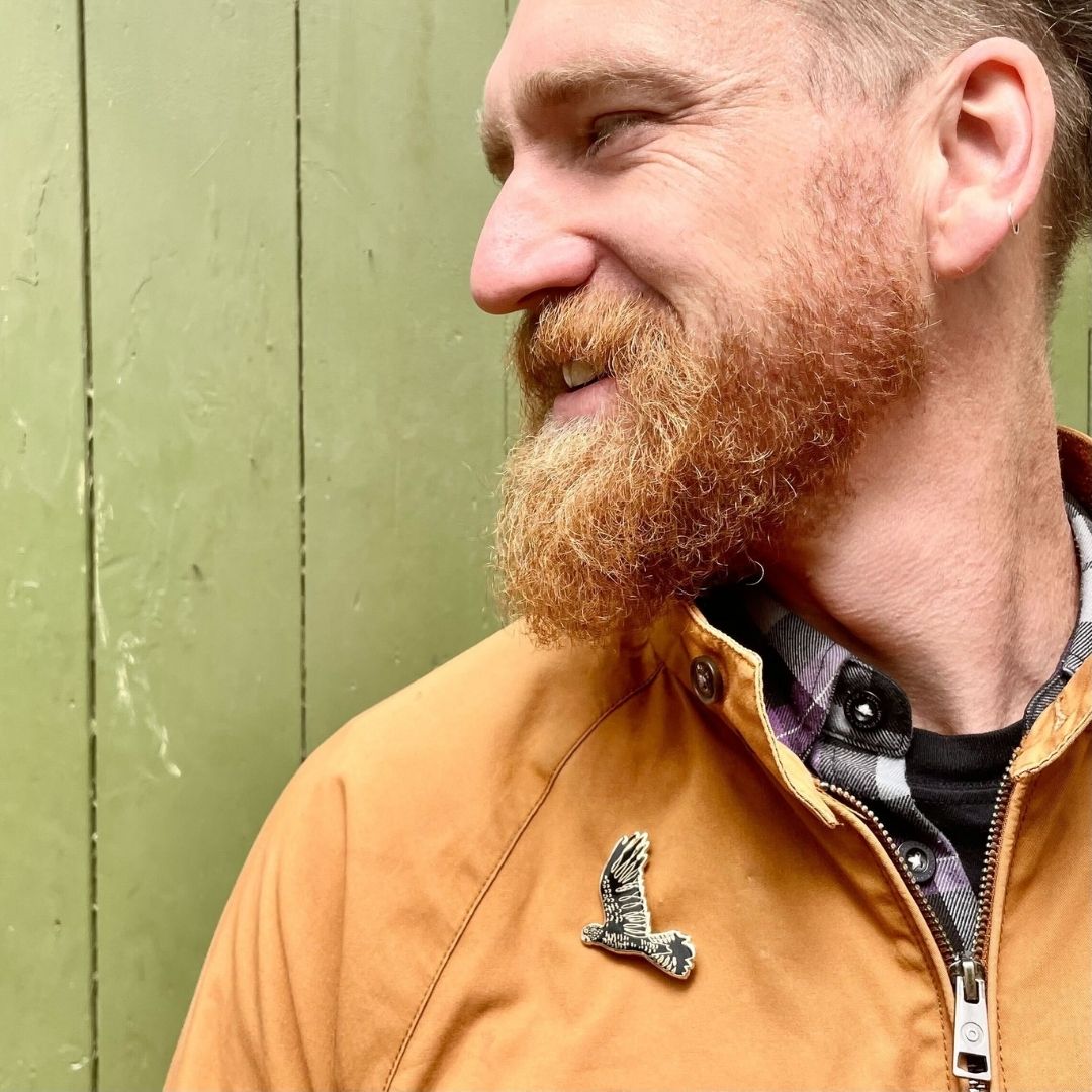 Red-tailed Black Cockatoo in Flight Enamel Pin