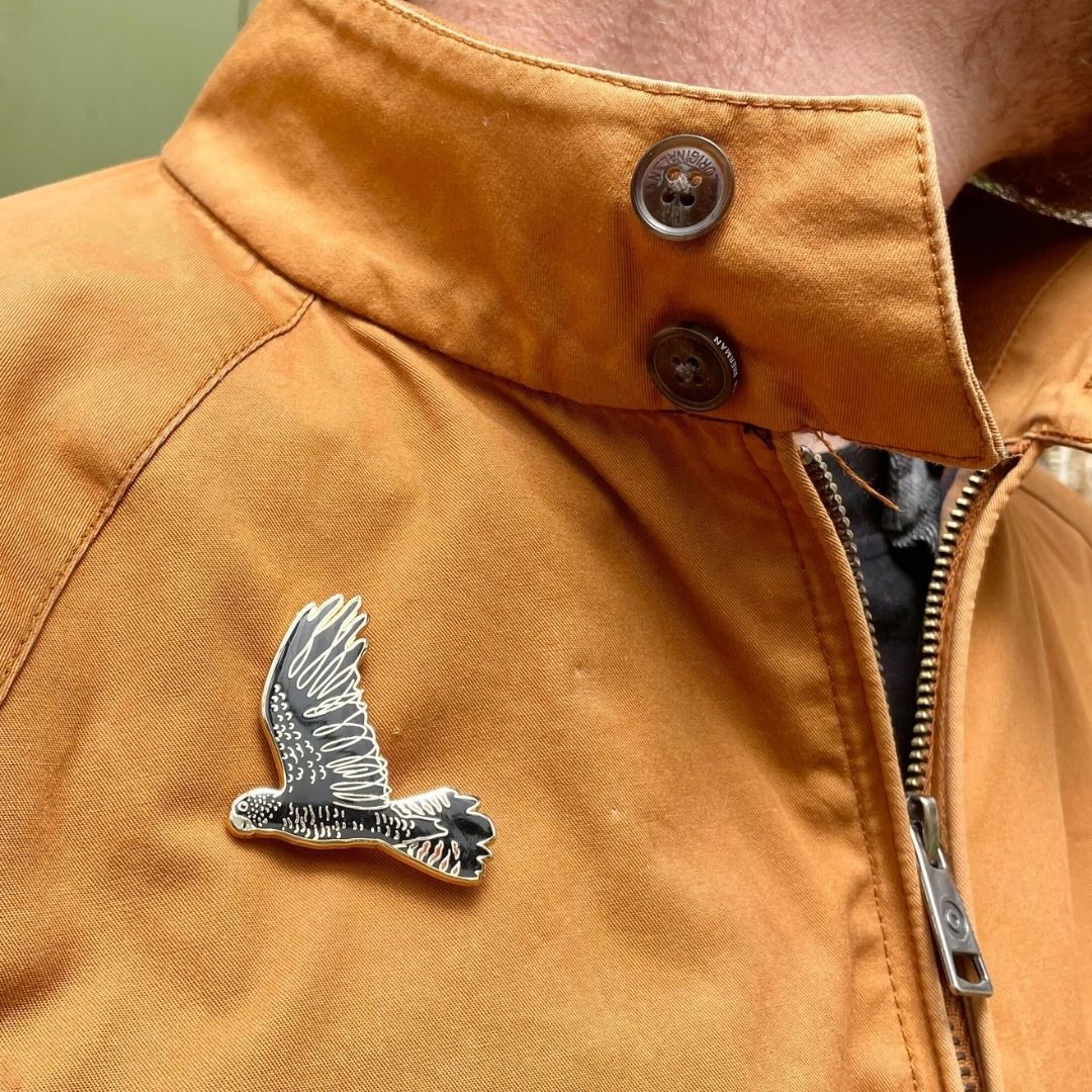 Red-tailed Black Cockatoo in Flight Enamel Pin