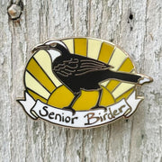 Senior Birder Enamel Pin - Grey-crowned Babbler