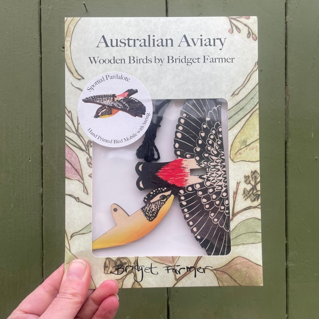 Spotted Pardalote Hanging Wooden Bird Mobile