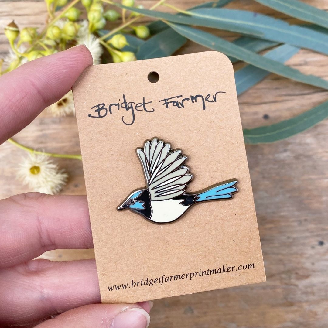 Superb Fairywren In Flight Enamel Pin