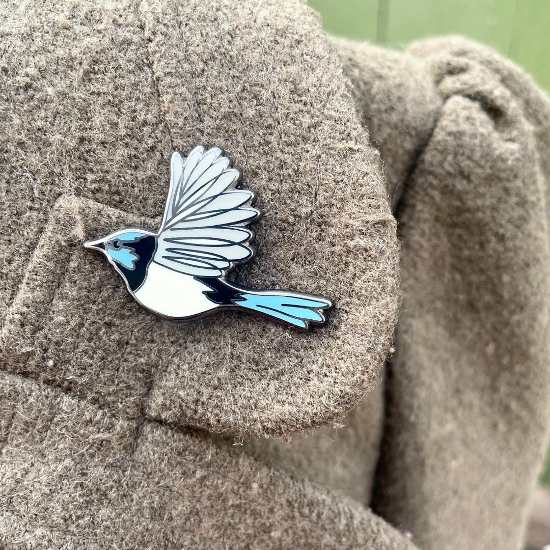 Superb Fairywren In Flight Enamel Pin