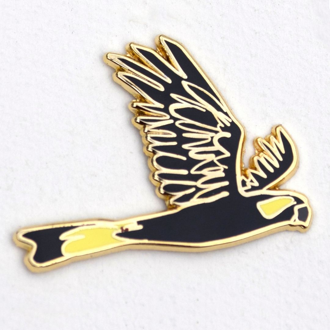 Yellow-tailed Cockatoo in Flight Enamel Pin