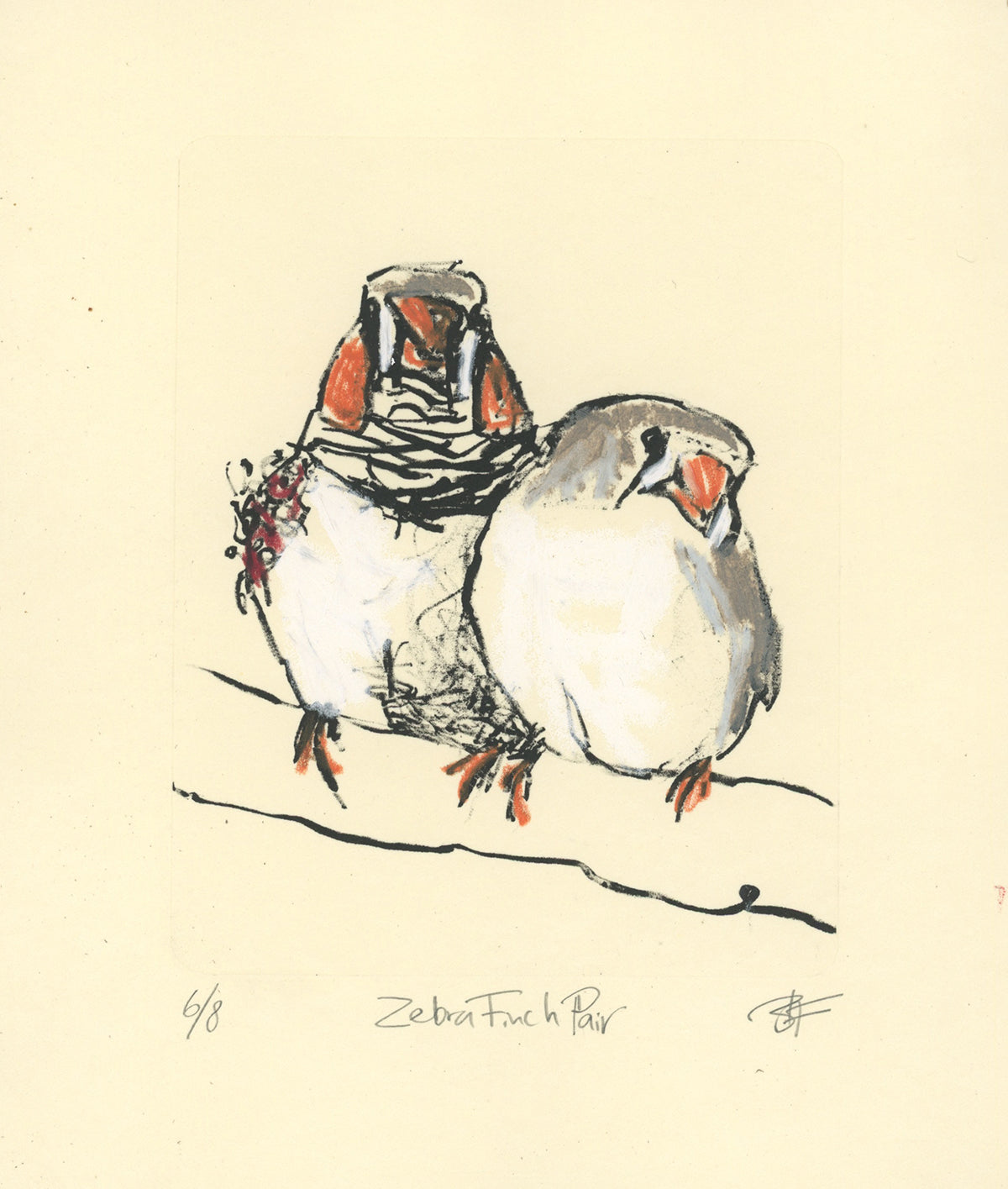 Lithograph - Zebra Finch Pair