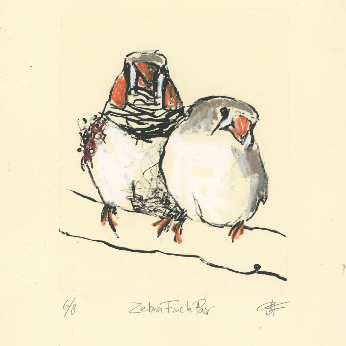 Lithograph - Zebra Finch Pair