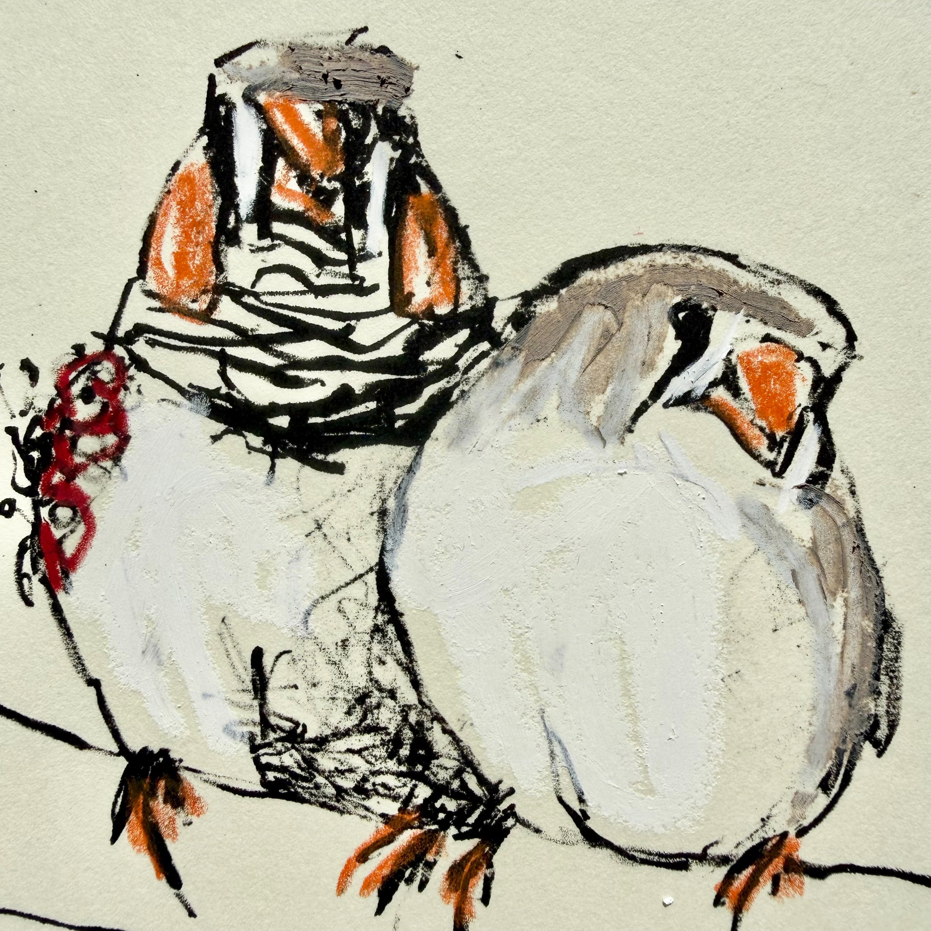 Lithograph - Zebra Finch Pair