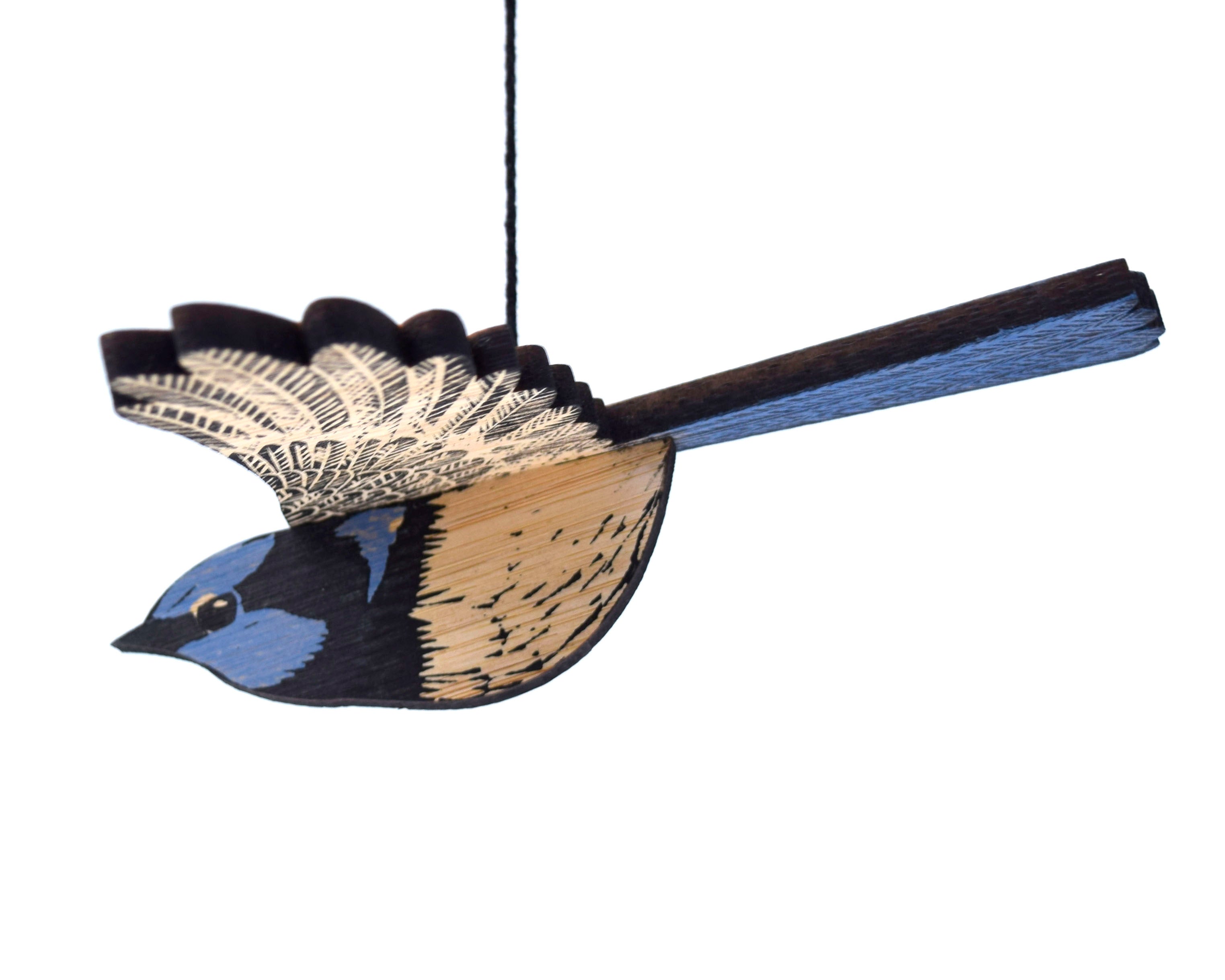 Superb Fairy Wren Hanging Wooden Bird Mobile