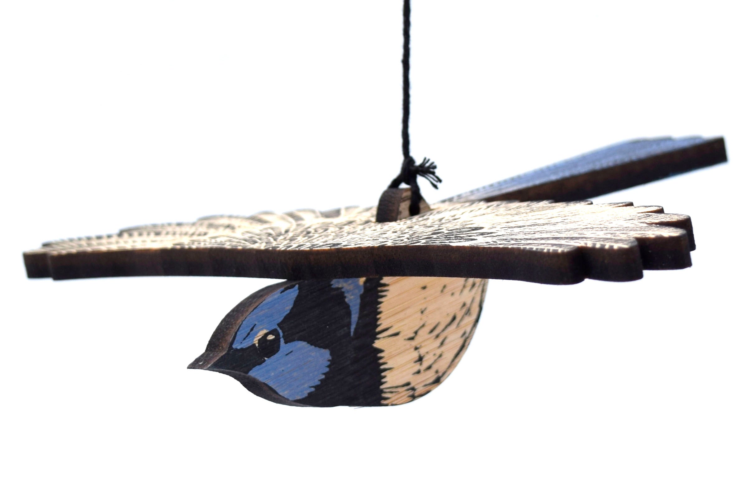Superb Fairy Wren Hanging Wooden Bird Mobile