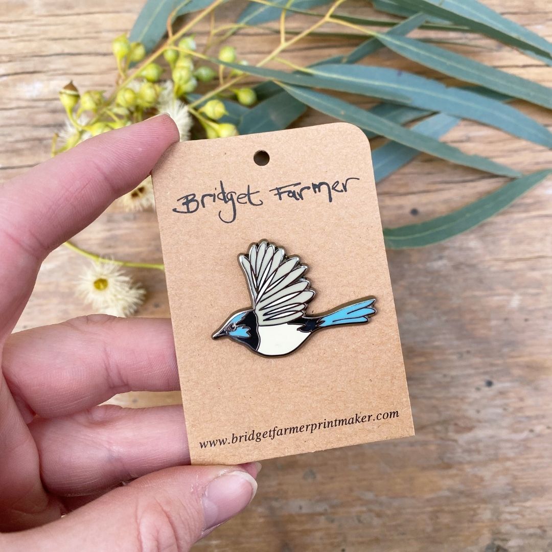 Superb Fairywren In Flight Enamel Pin