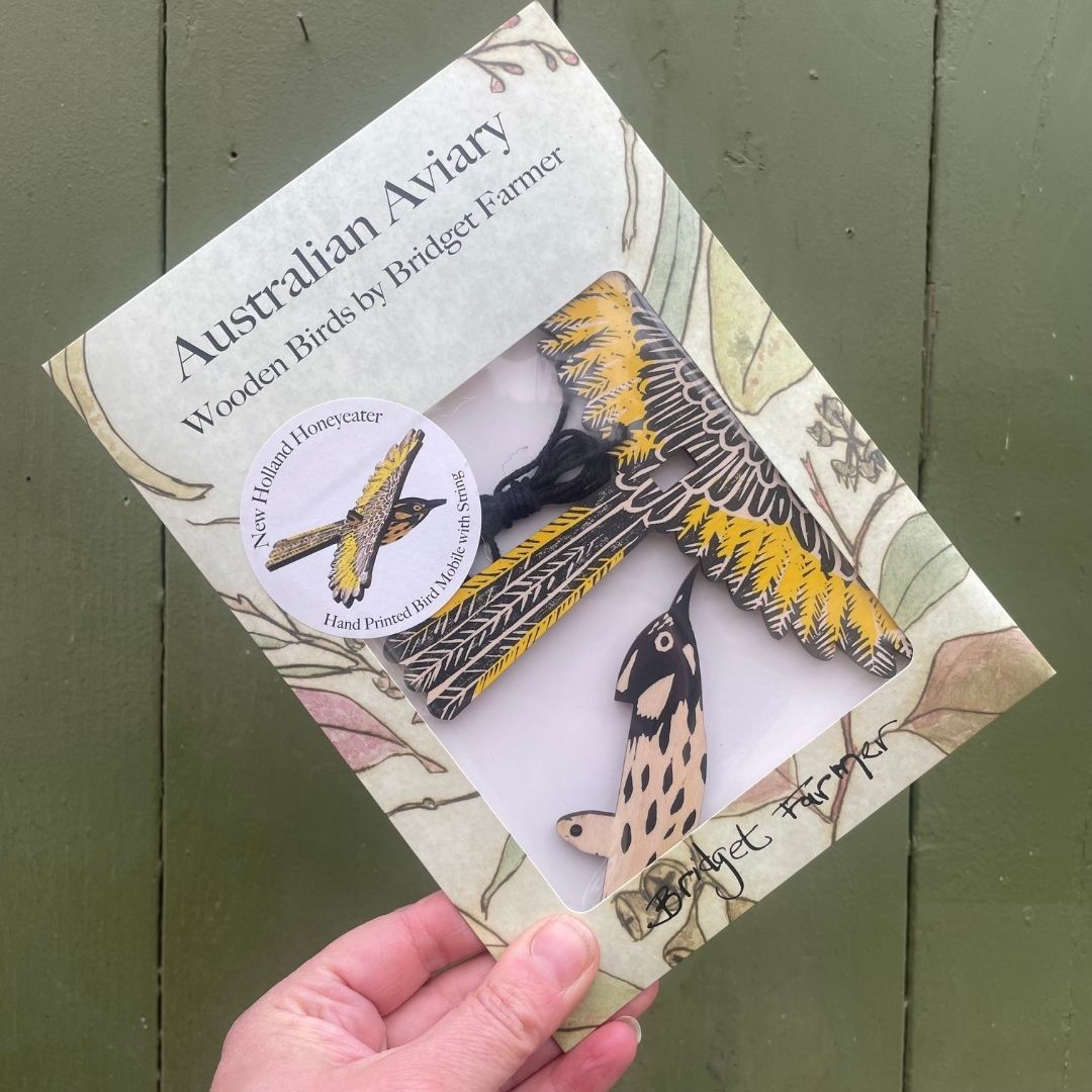New Holland Honeyeater Hanging Wooden Bird Mobile