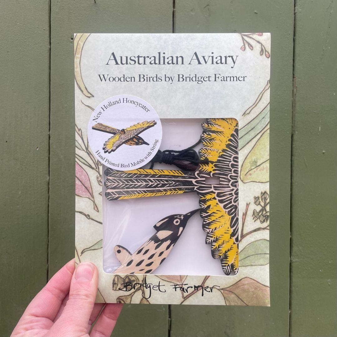 New Holland Honeyeater Hanging Wooden Bird Mobile