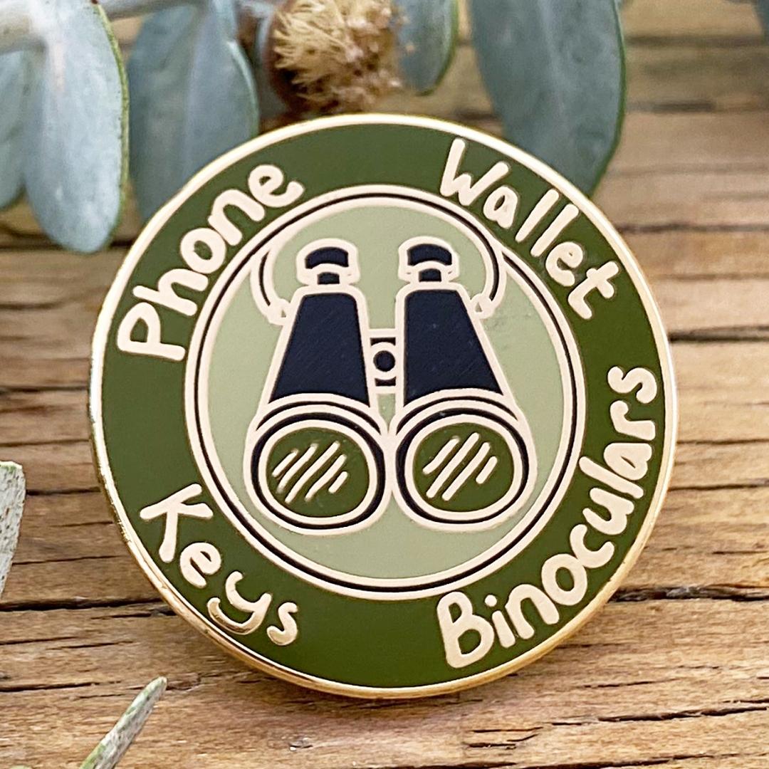Phone, Wallet, Keys, Binoculars Enamel Pin