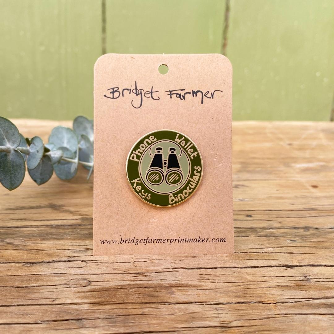 Phone, Wallet, Keys, Binoculars Enamel Pin