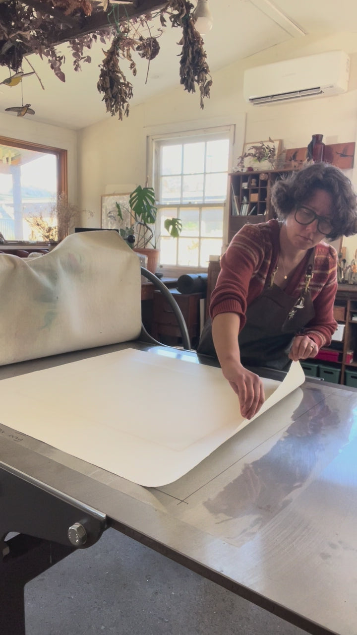 Load video: Bridget Farmer revealing her drypoint etching