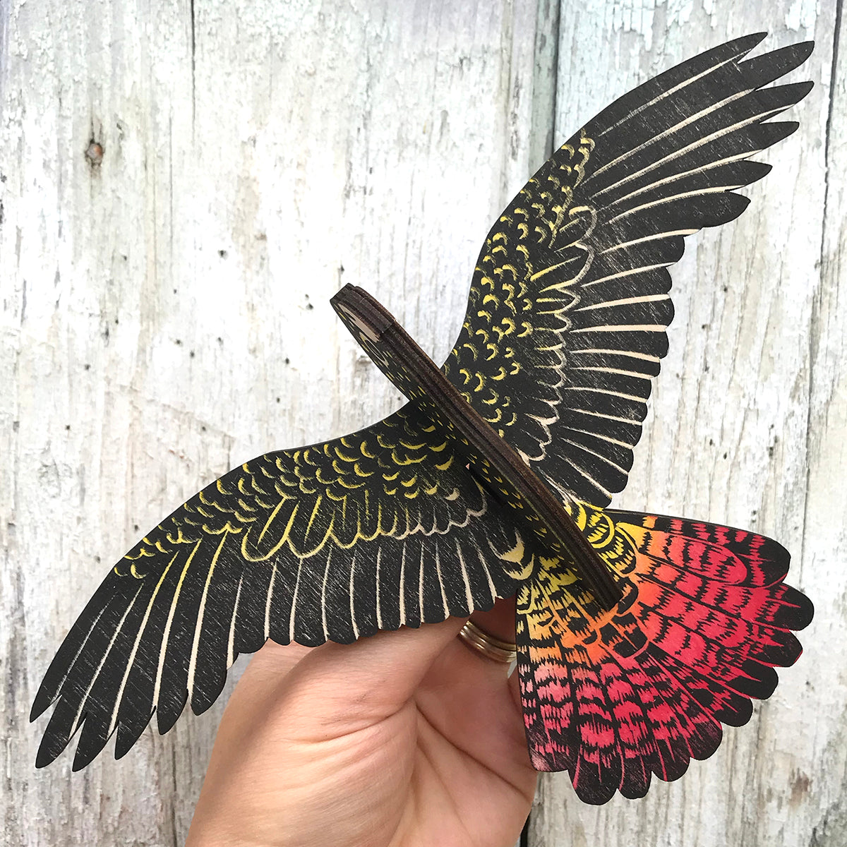 Red-tailed Black Cockatoo (female) Hanging Wooden Bird Mobile