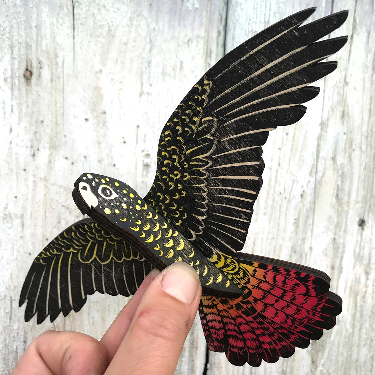 Red-tailed Black Cockatoo (female) Hanging Wooden Bird Mobile