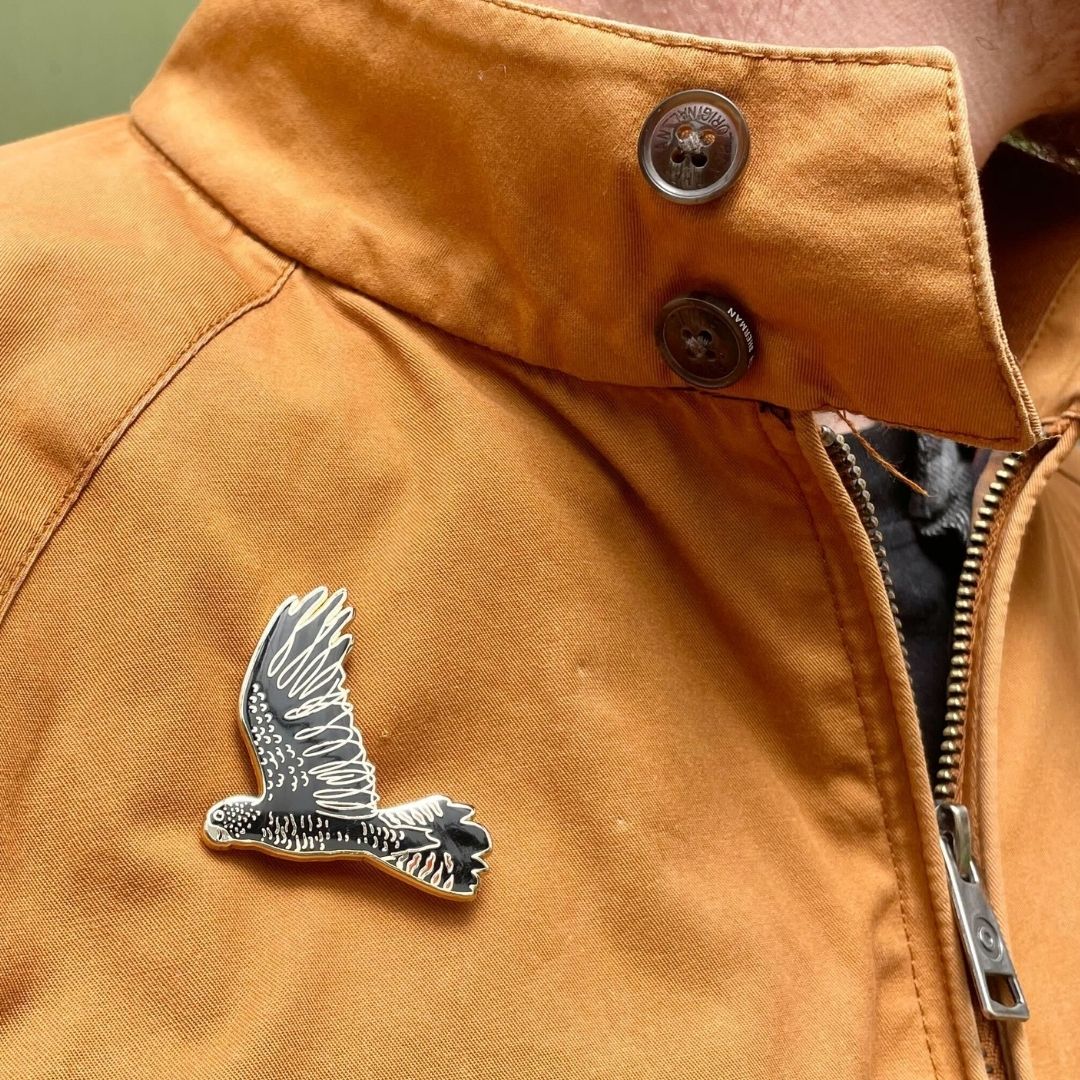 Red-tailed Black Cockatoo in Flight Enamel Pin