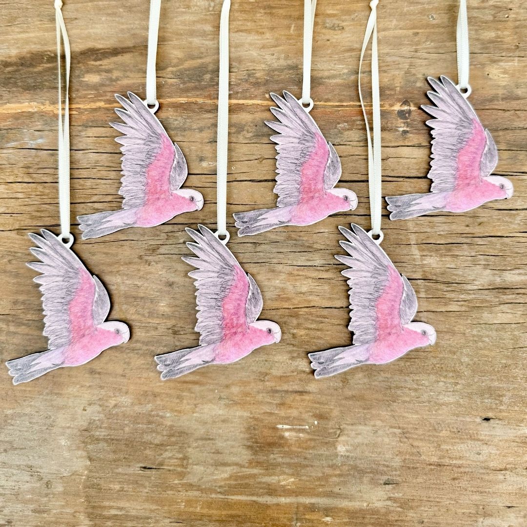 Six Galahs Christmas Ornaments