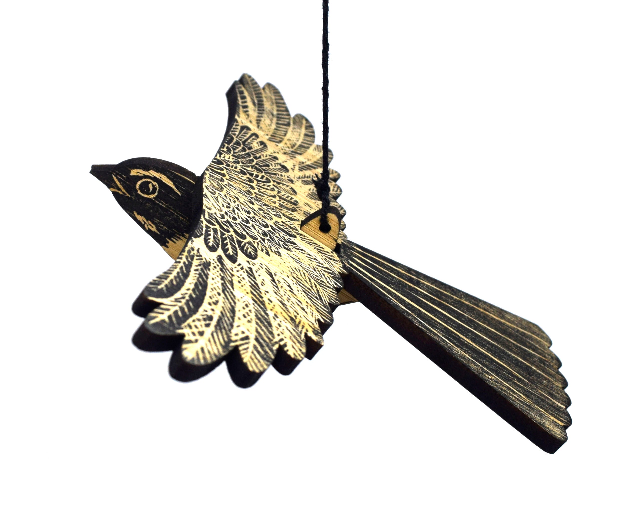 Willie Wagtail Hanging Wooden Bird Mobile