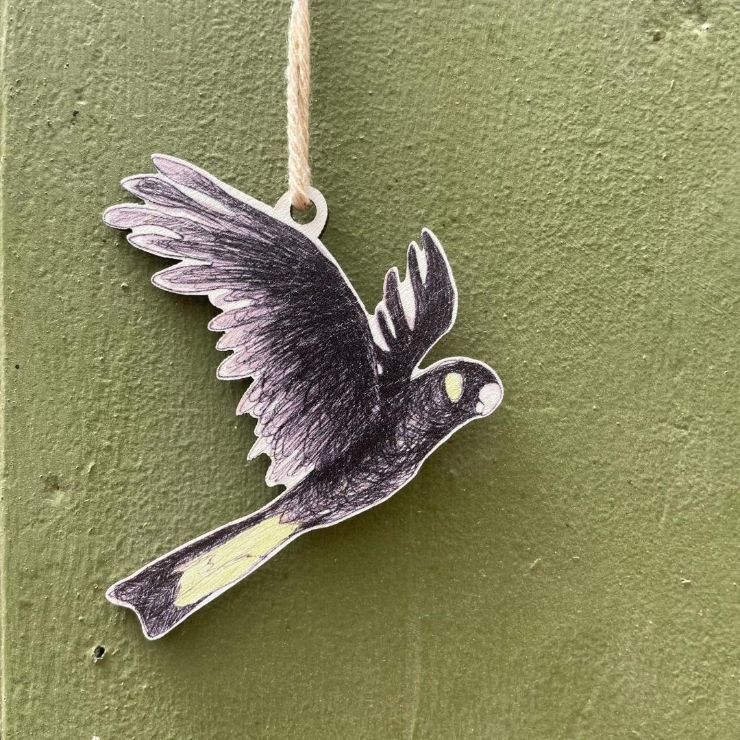 Yellow-tailed Black Cockatoo Christmas Ornament