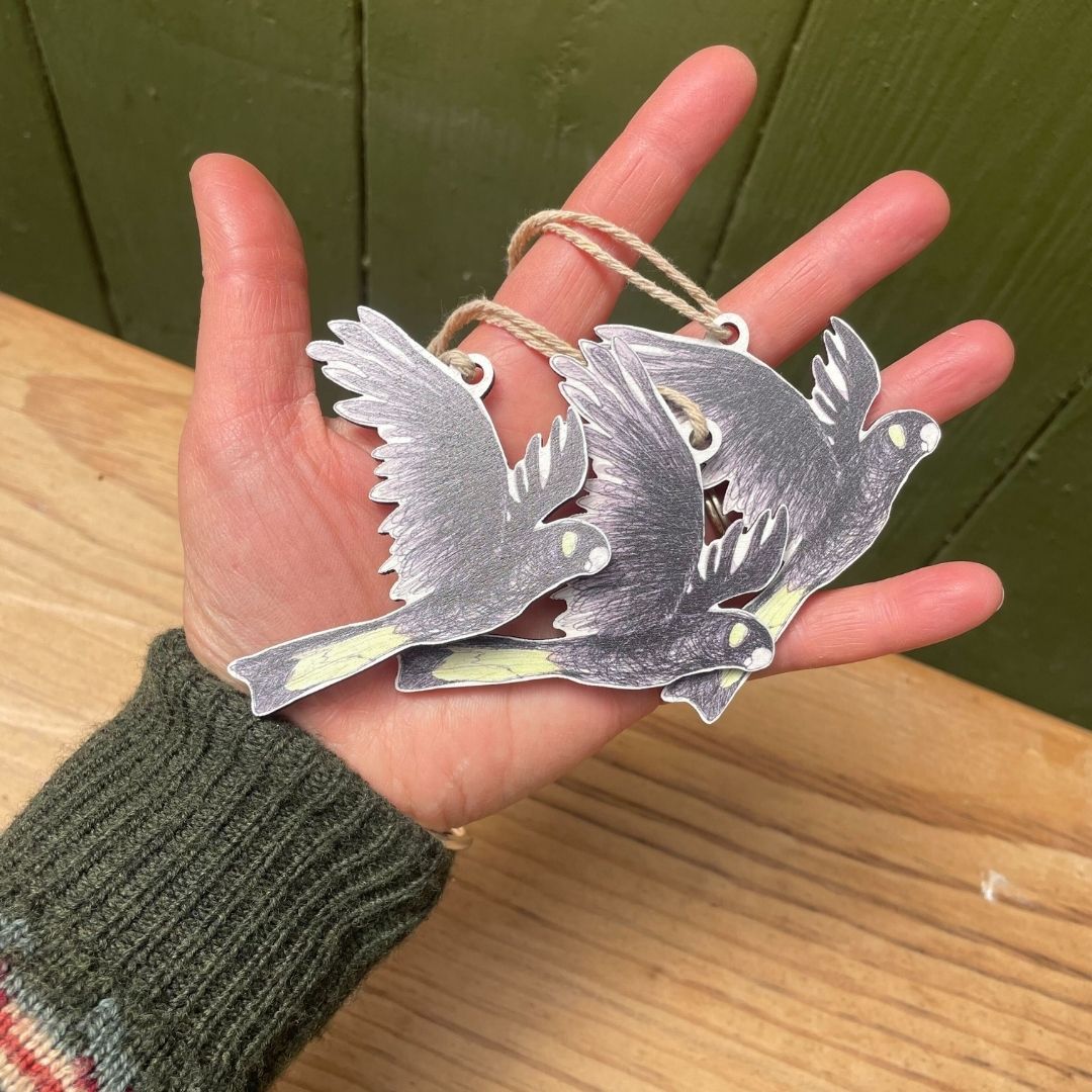 Three Yellow-tailed Black Cockatoo Christmas Ornaments
